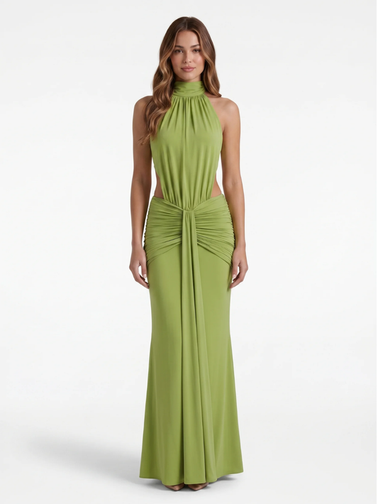 Halter Neck Side-Cutout Maxi Dress
