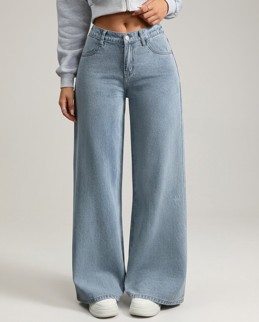 High-Rise Wide-Leg Trousers With Button Fly