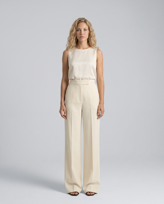 High-Waist Wide Leg Trousers With Tailored Finish