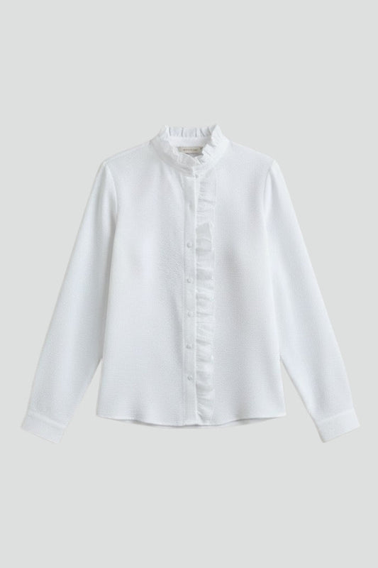 Long Sleeve Blouse With Ruffle Placket