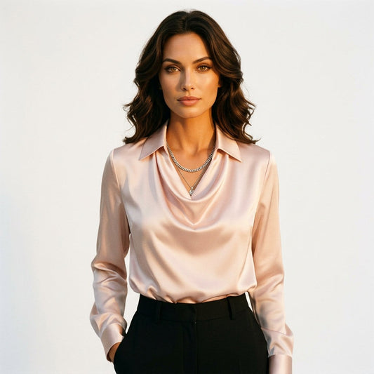 Long Sleeve Cowl Neck Blouse