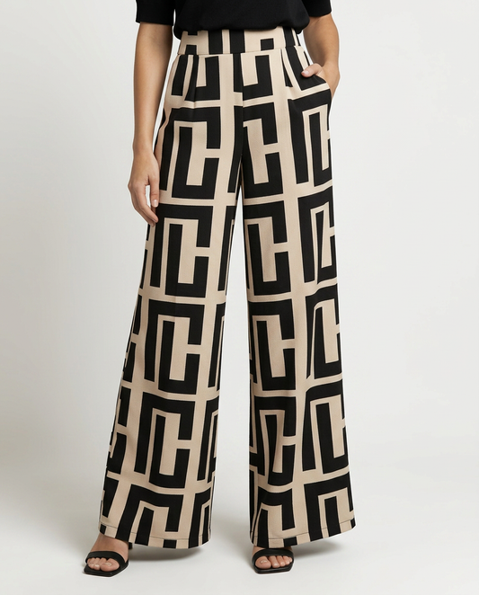 Palazzo Trousers With Graphic Print