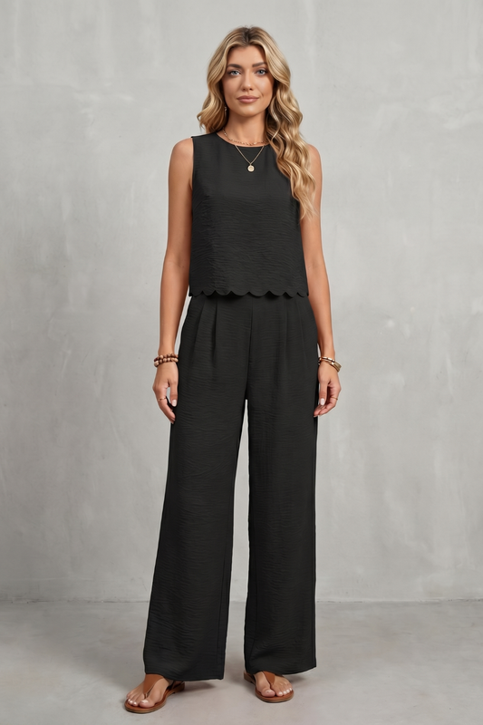 Sleeveless Two-Piece Set Open-Back Bow