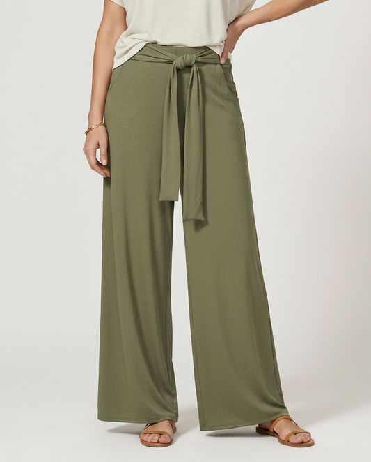 Tie-Waist Wide-Leg Trousers