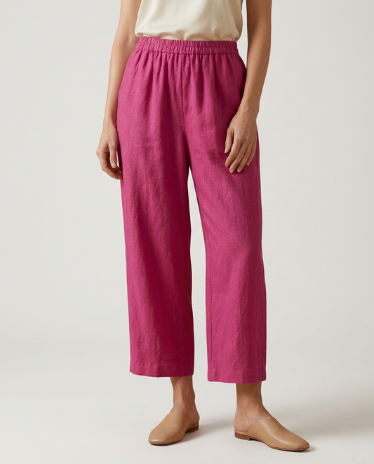 Wide Leg Trousers With Elastic Waistband
