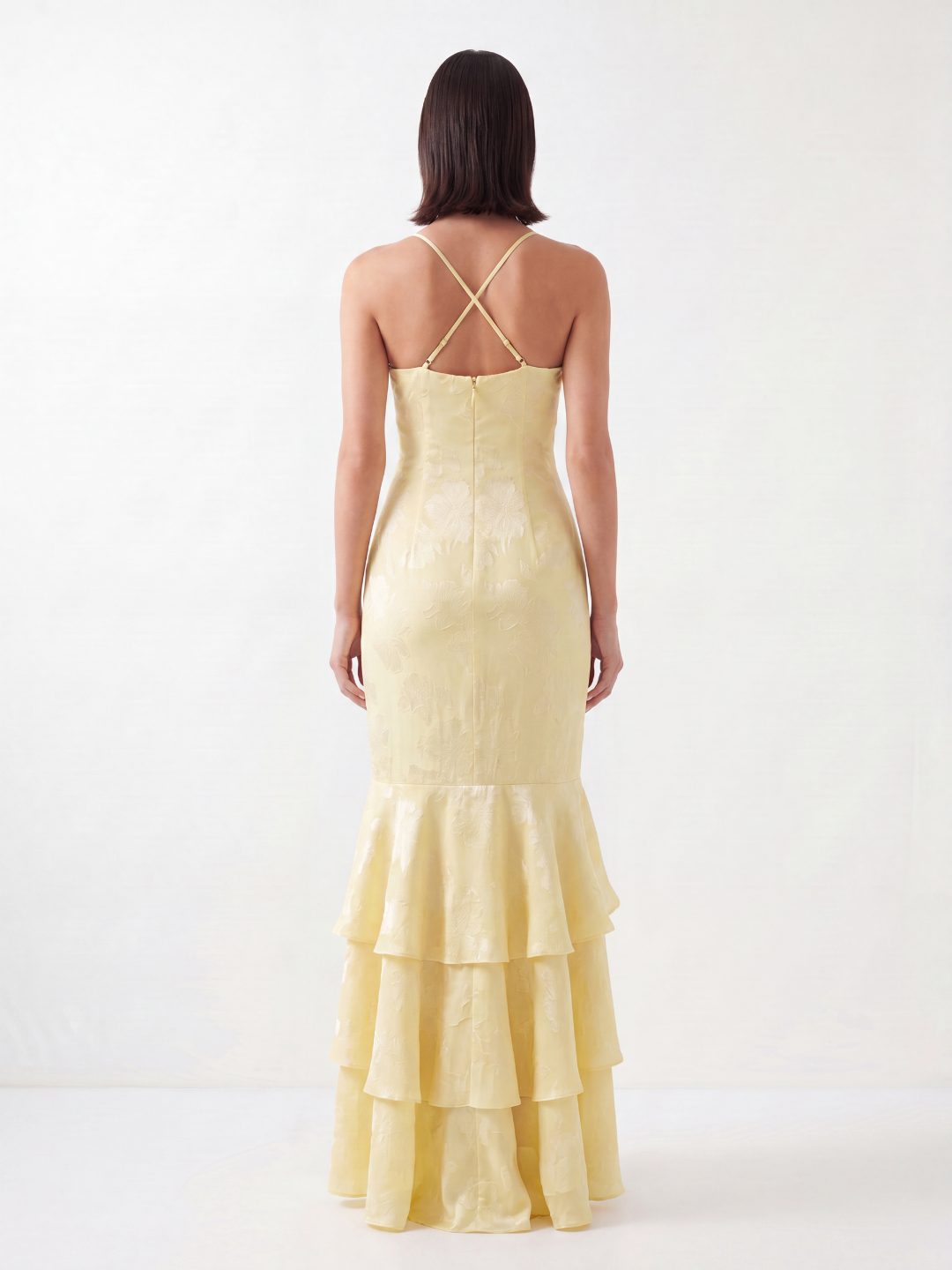 Burnout Mermaid Maxi Dress with Tiered Ruffles