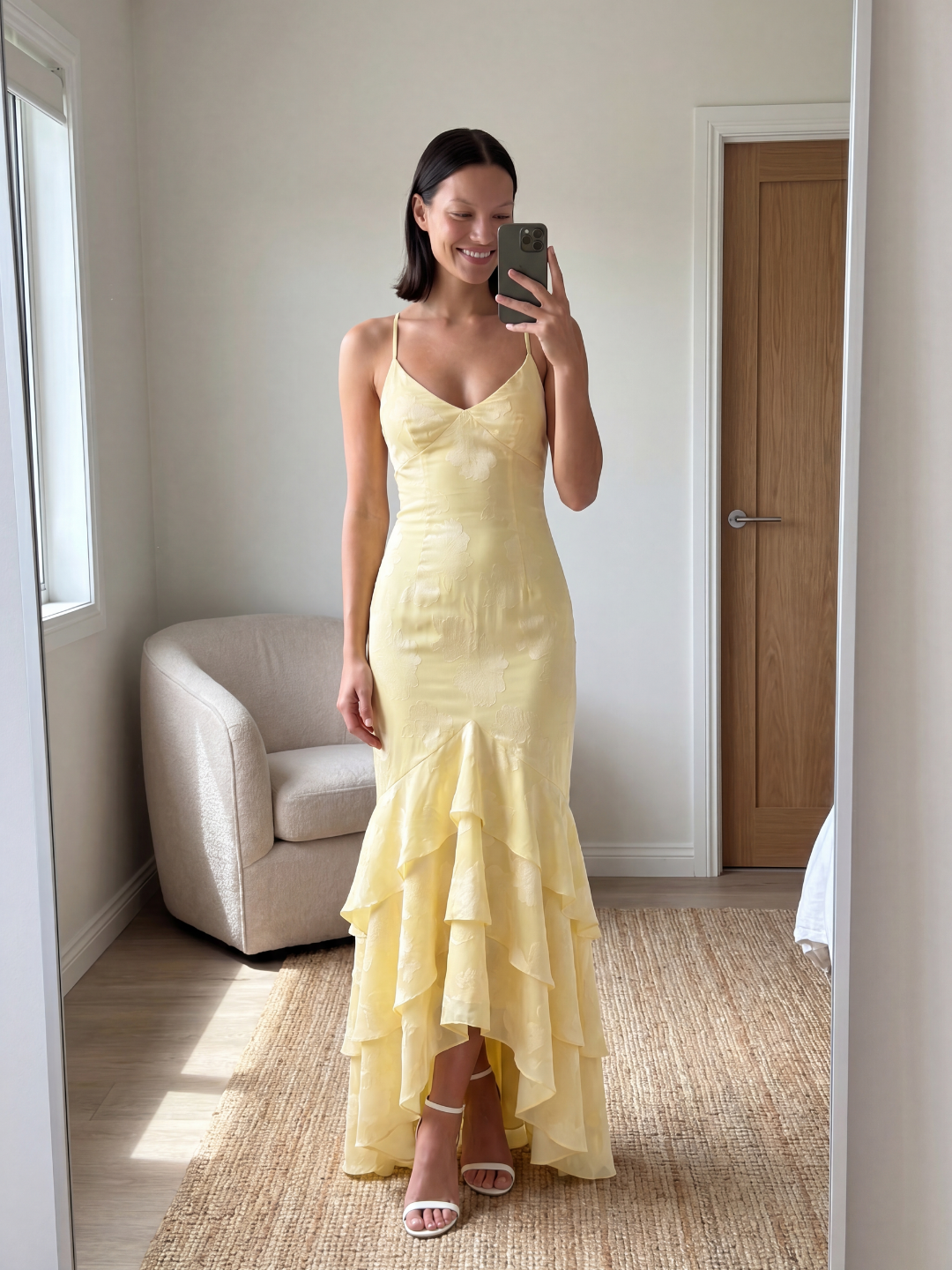 Burnout Mermaid Maxi Dress with Tiered Ruffles