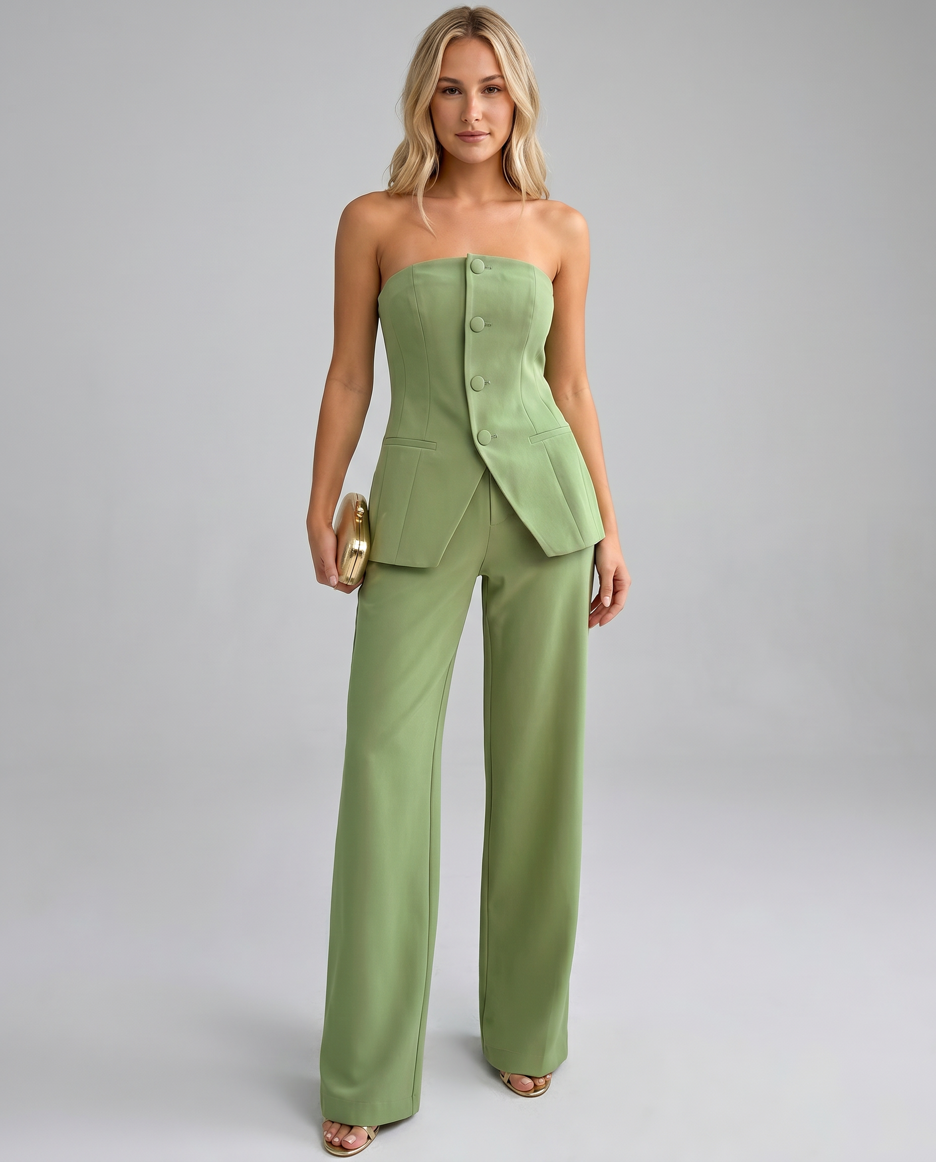 Bustier Wide-Leg Trousers Set
