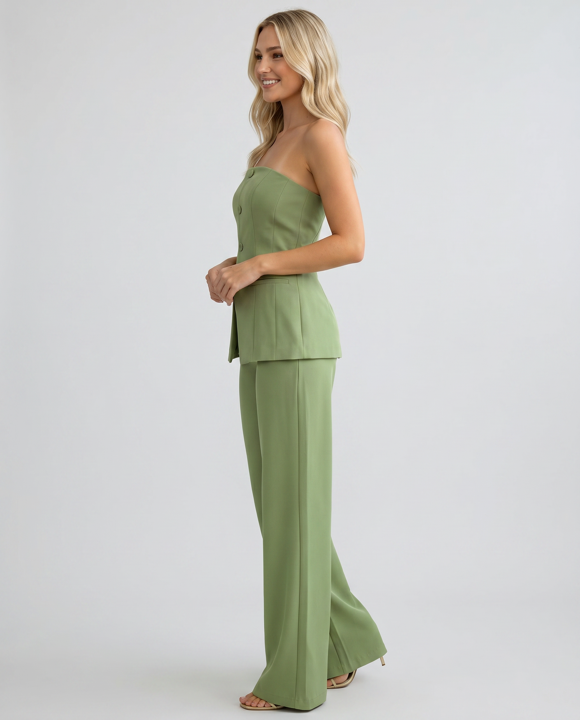 Bustier Wide-Leg Trousers Set