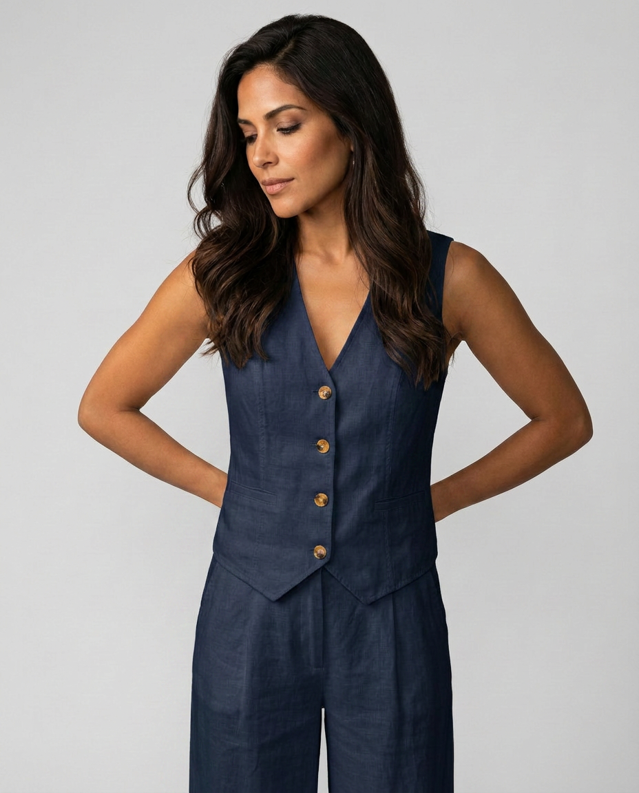 Chic Waistcoat Wide Leg Trousers Set