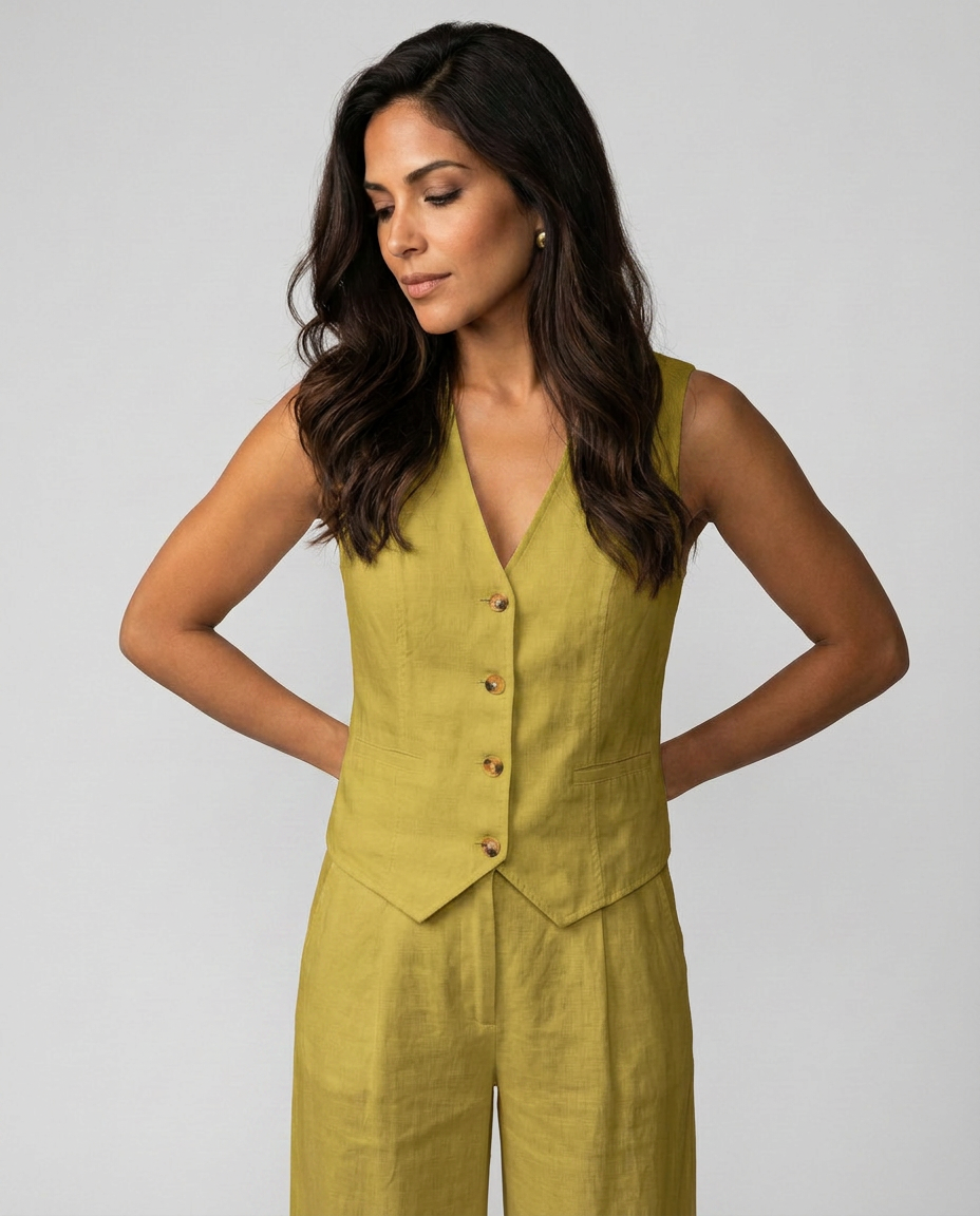 Chic Waistcoat Wide Leg Trousers Set
