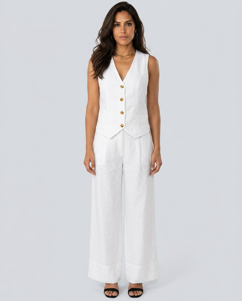 Chic Waistcoat Wide Leg Trousers Set