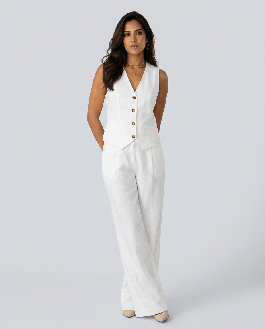Chic Waistcoat Wide Leg Trousers Set