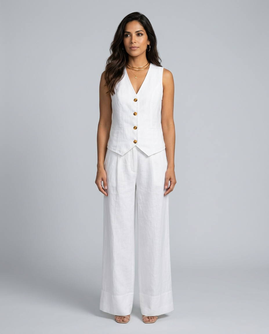 Chic Waistcoat Wide Leg Trousers Set
