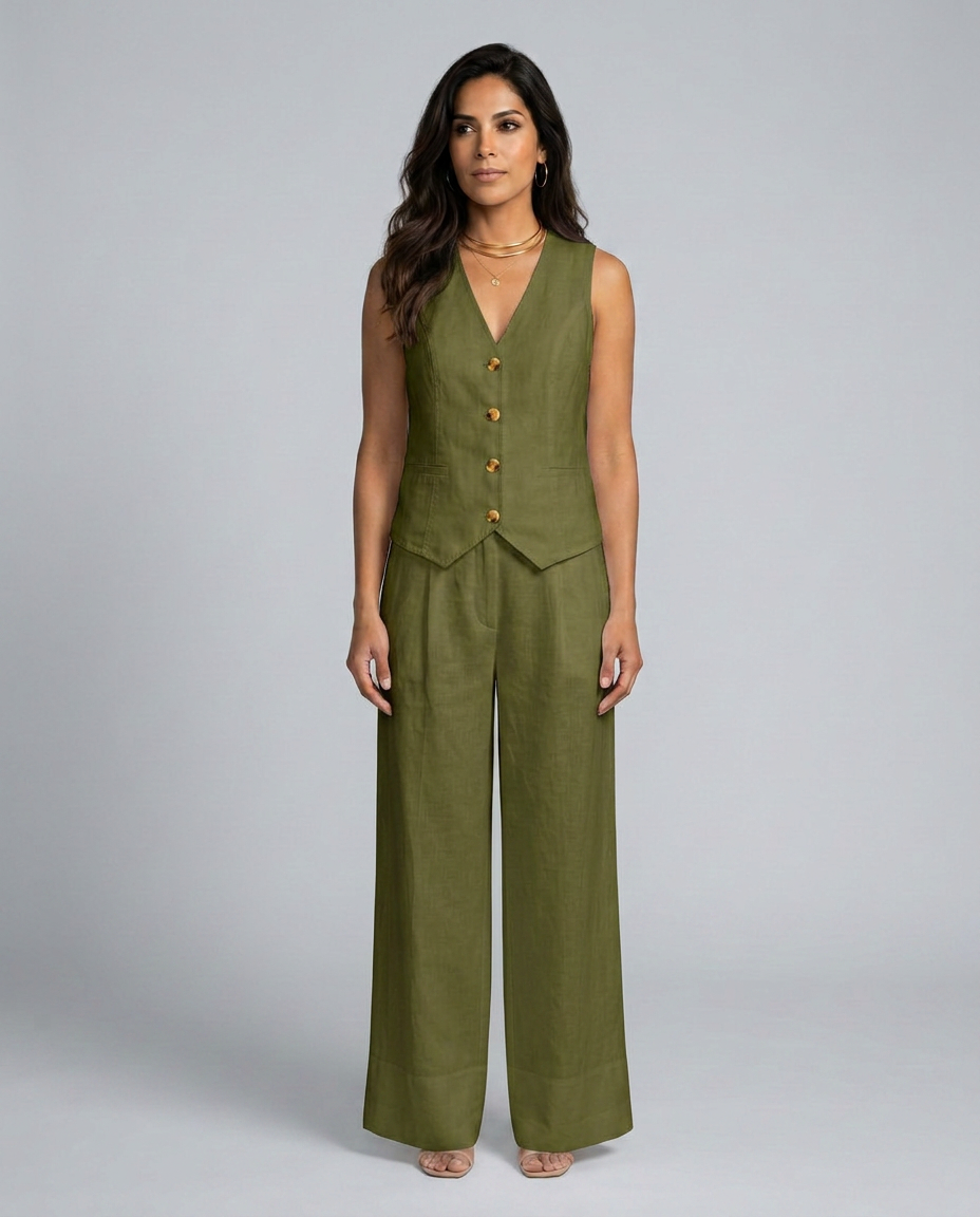 Chic Waistcoat Wide Leg Trousers Set