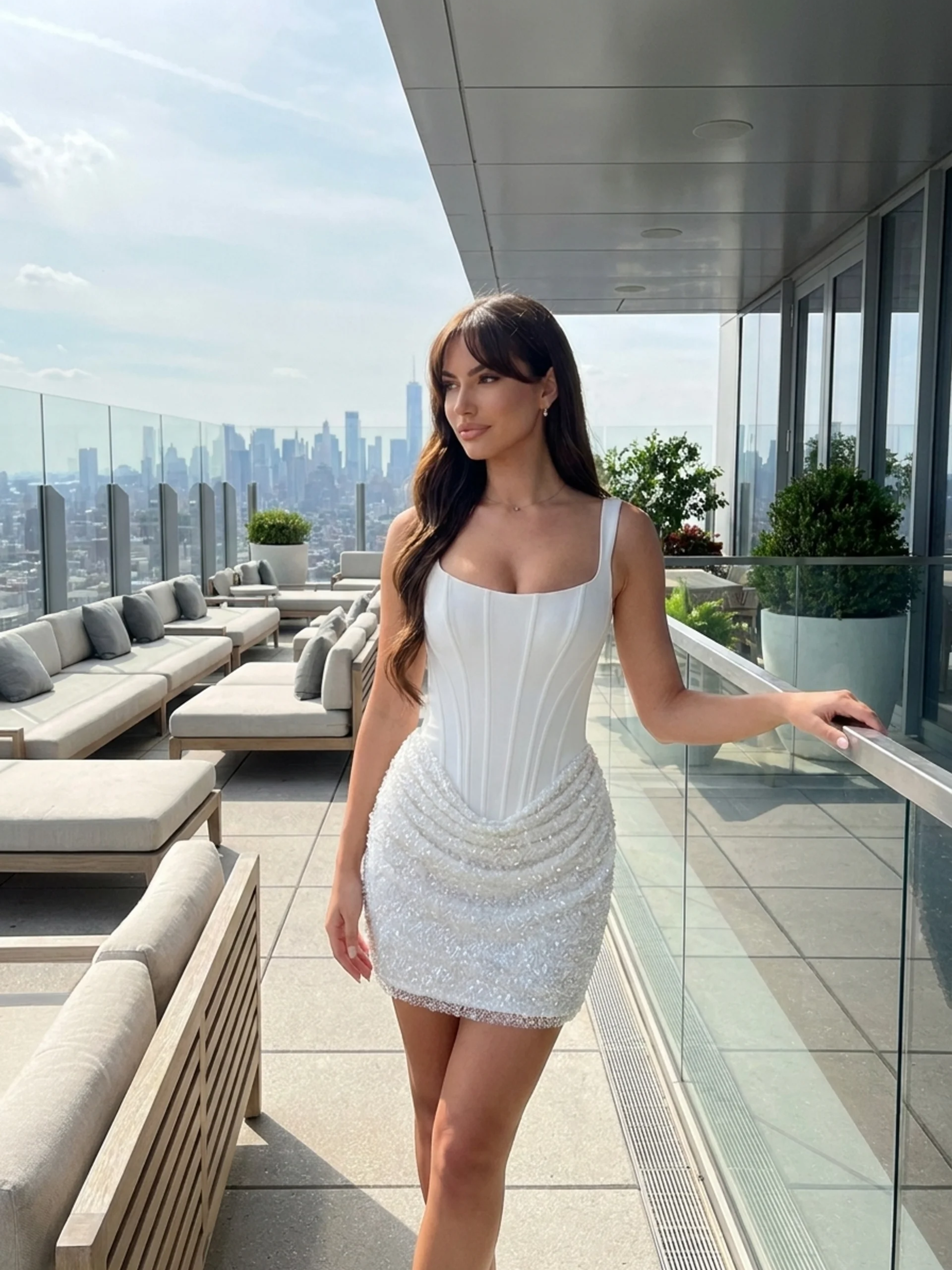 Chiffon Corset Mini Dress With Beading
