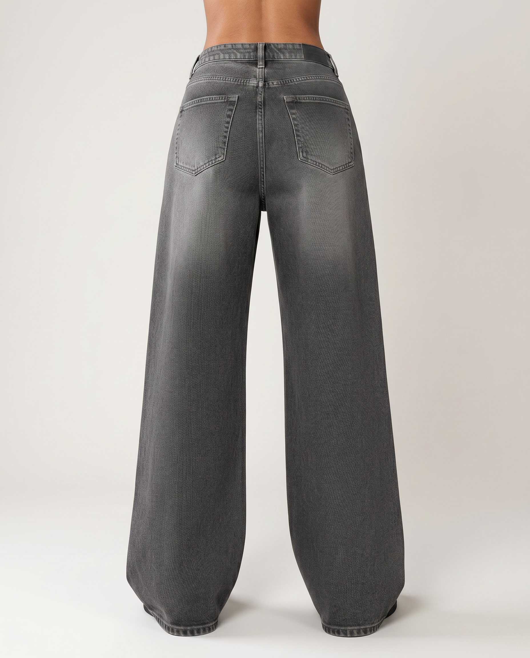 Denim Wide-Leg Jeans With Distressed Detail