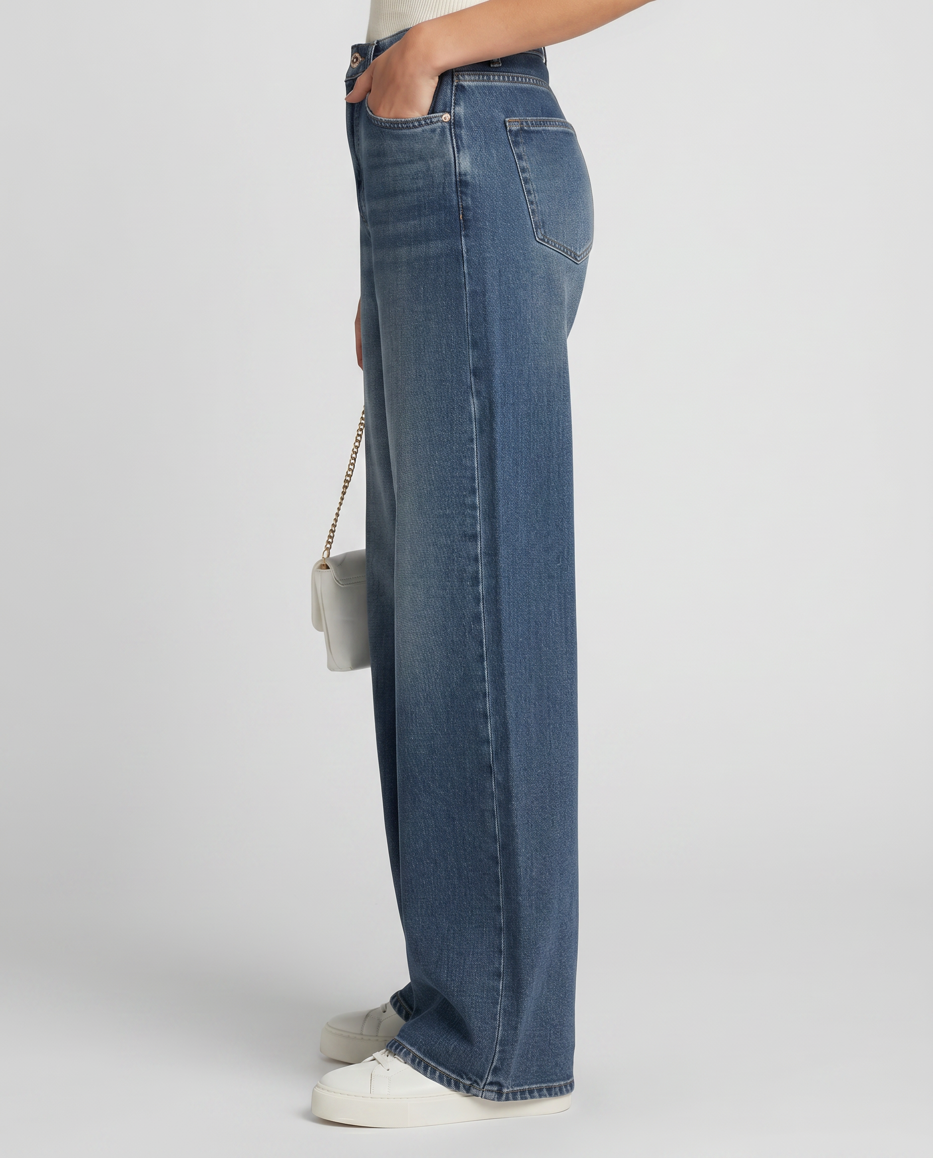 Denim Wide-Leg Jeans With Fleece Lining
