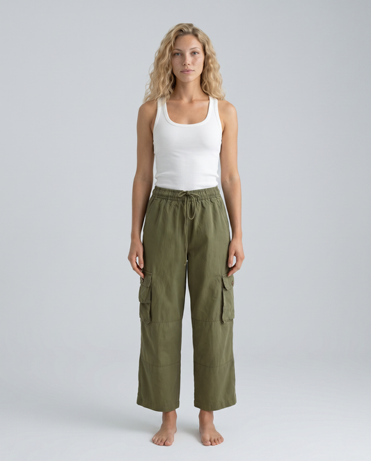 Drawstring Cargo Pants With Multi Pockets