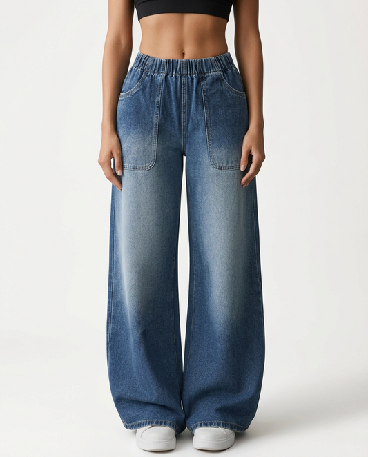Elastic Waist Wide Leg Trousers