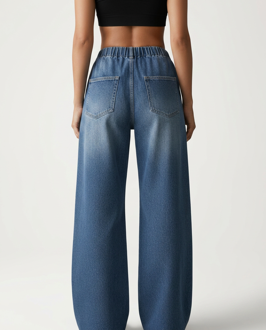 Elastic Waist Wide Leg Trousers