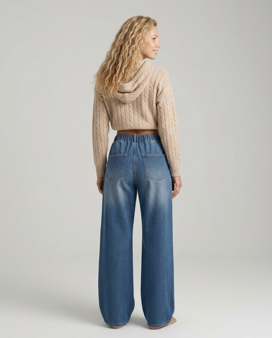 Elastic Waist Wide Leg Trousers