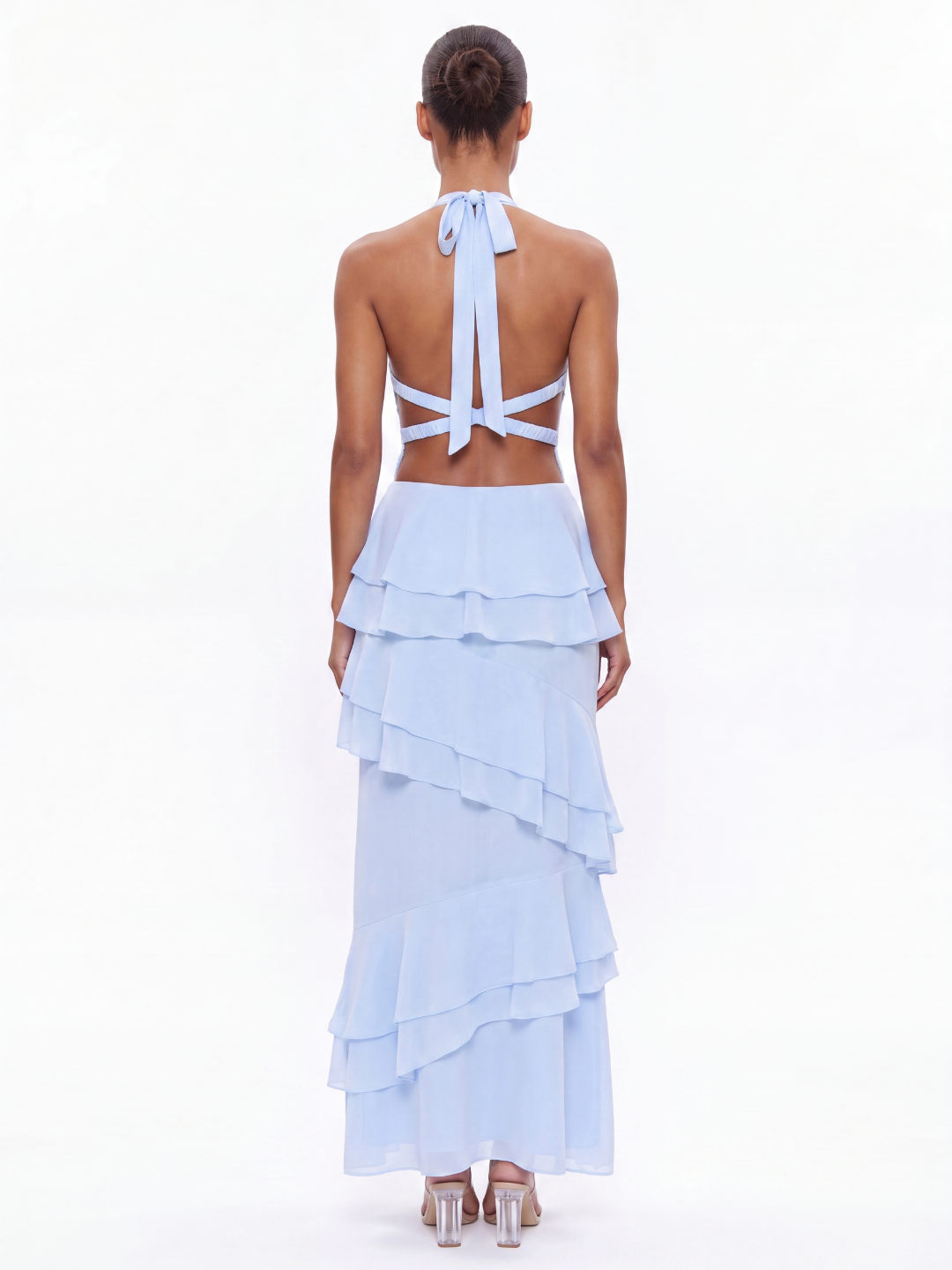 Halter Maxi Dress With Tiered Ruffles