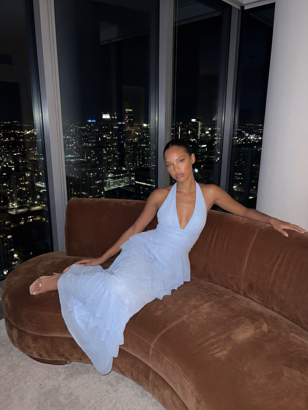 Halter Maxi Dress With Tiered Ruffles