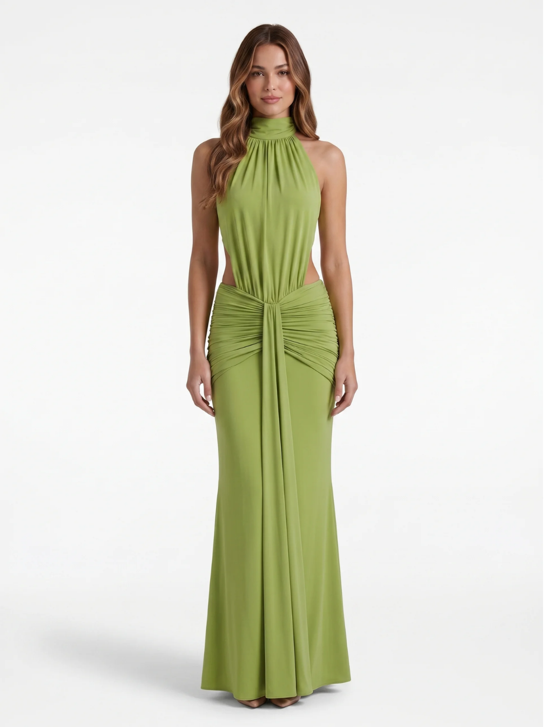 Halter Neck Side-Cutout Maxi Dress