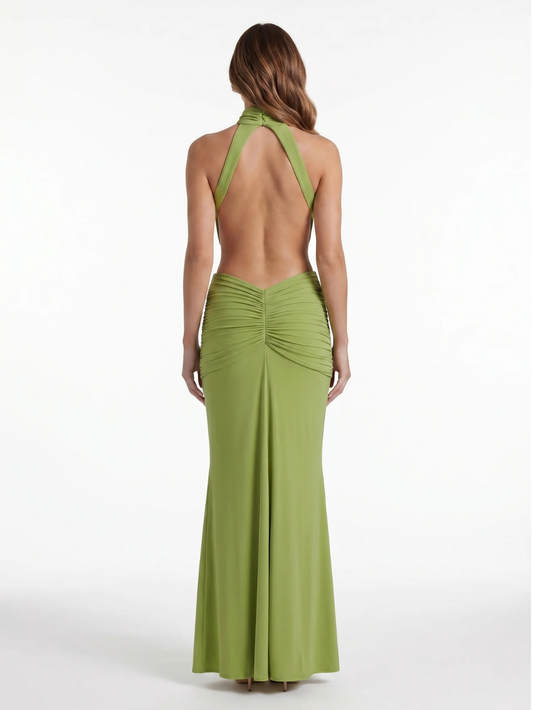 Halter Neck Side-Cutout Maxi Dress