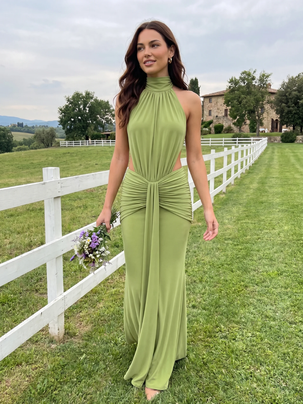 Halter Neck Side-Cutout Maxi Dress