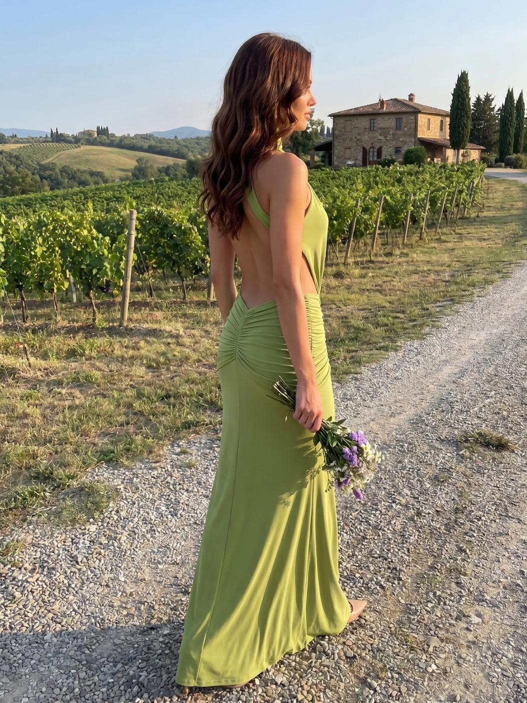 Halter Neck Side-Cutout Maxi Dress