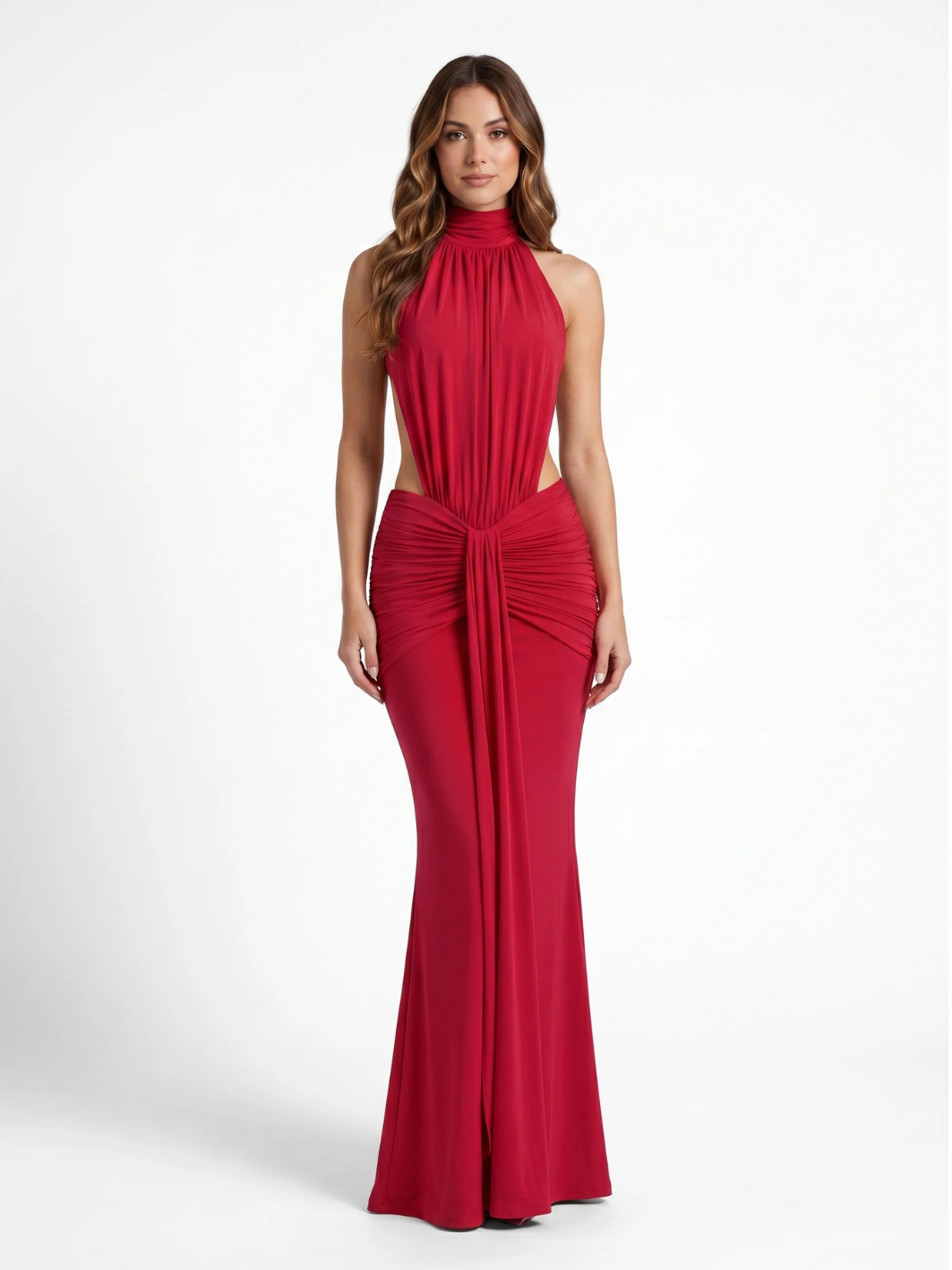 Halter Neck Side-Cutout Maxi Dress