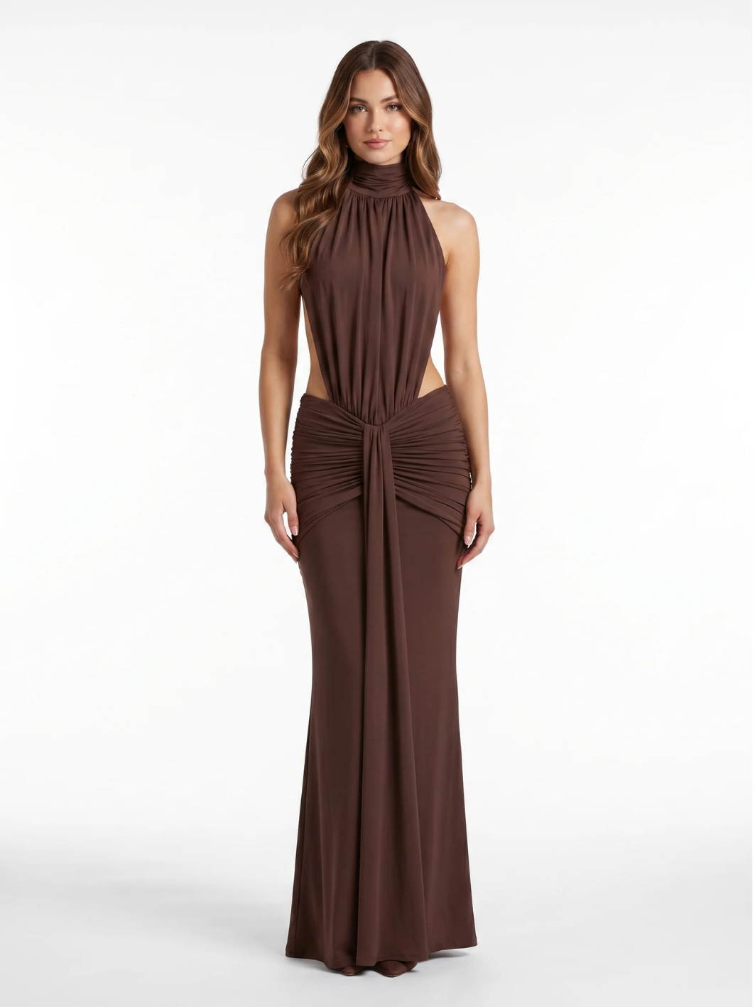 Halter Neck Side-Cutout Maxi Dress