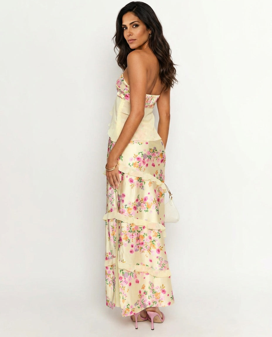 High Waist A-Line Set with Floral Print