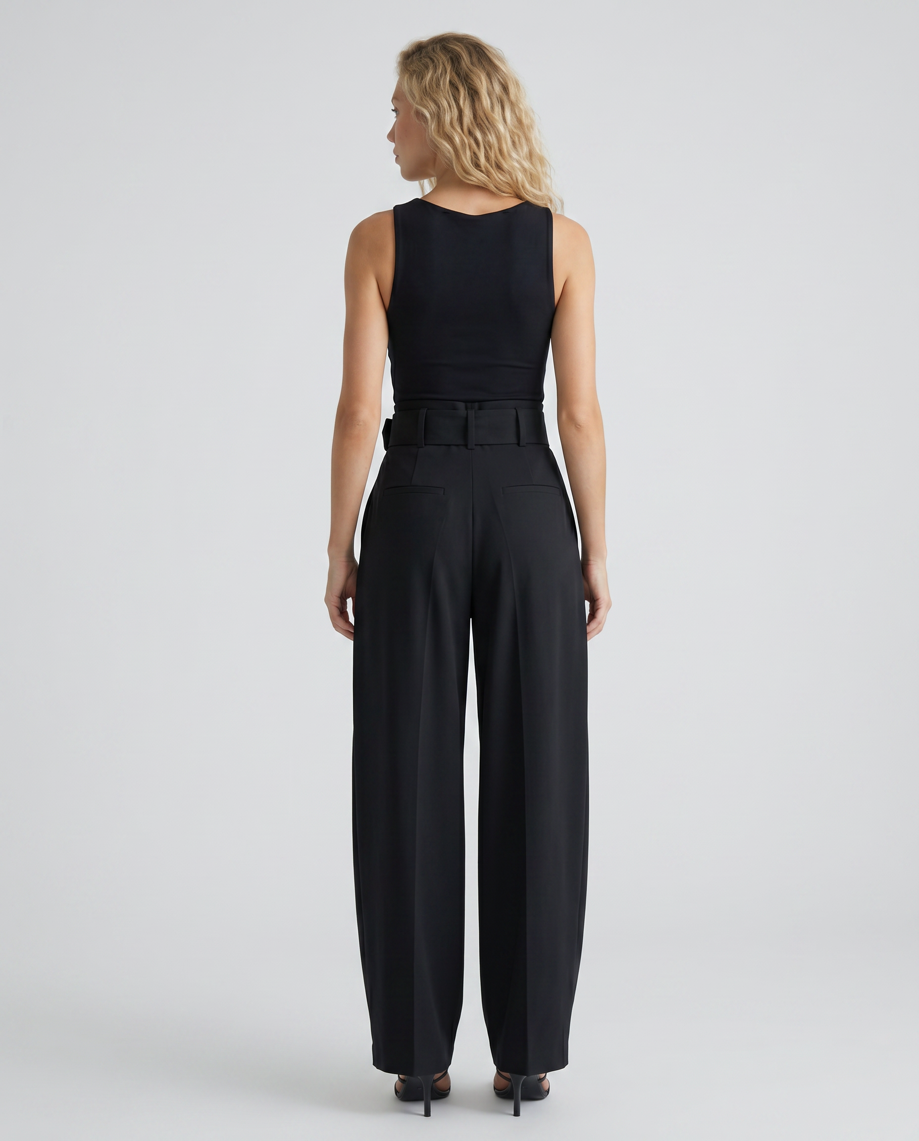 High Waist Draped Wide-Leg Trousers