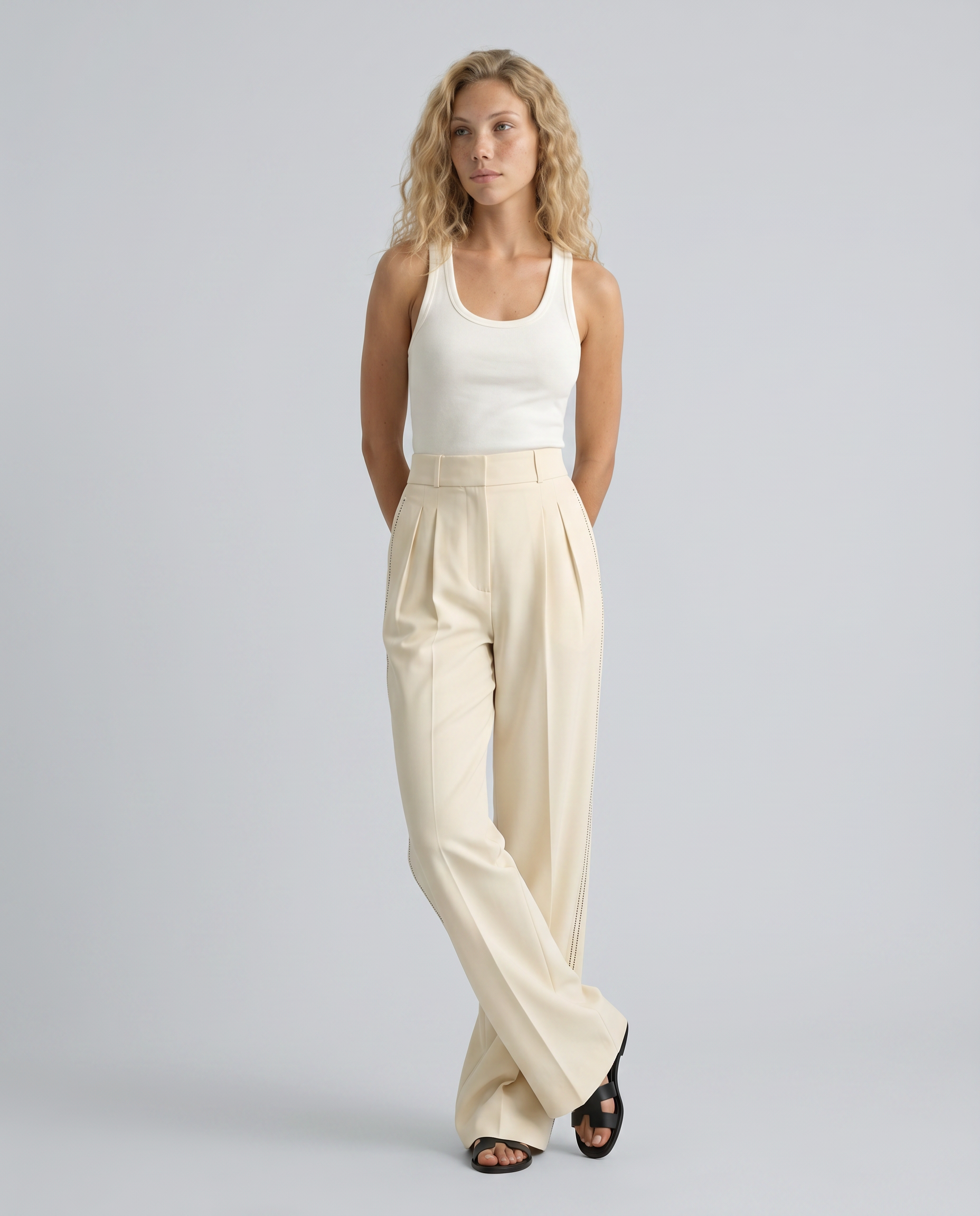 High-Waist Wide Leg Trousers With Tailored Finish