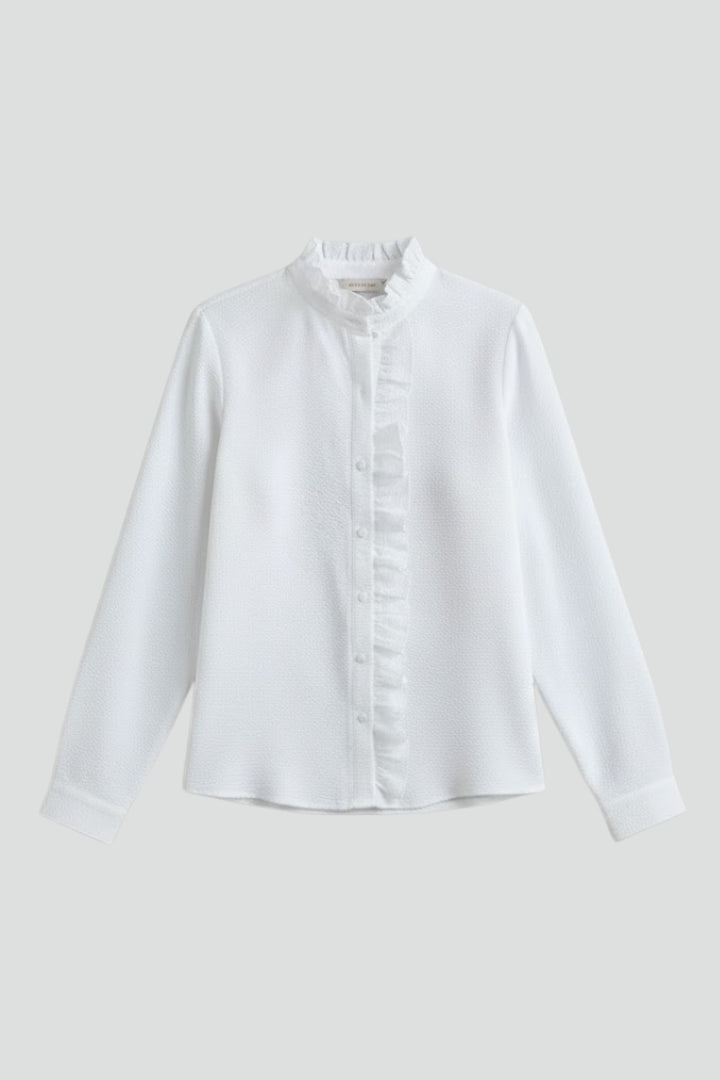 Long Sleeve Blouse With Ruffle Placket