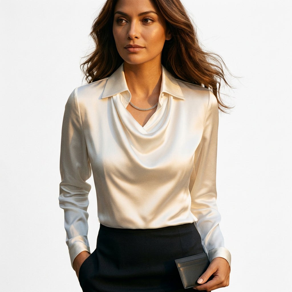 Long Sleeve Cowl Neck Blouse