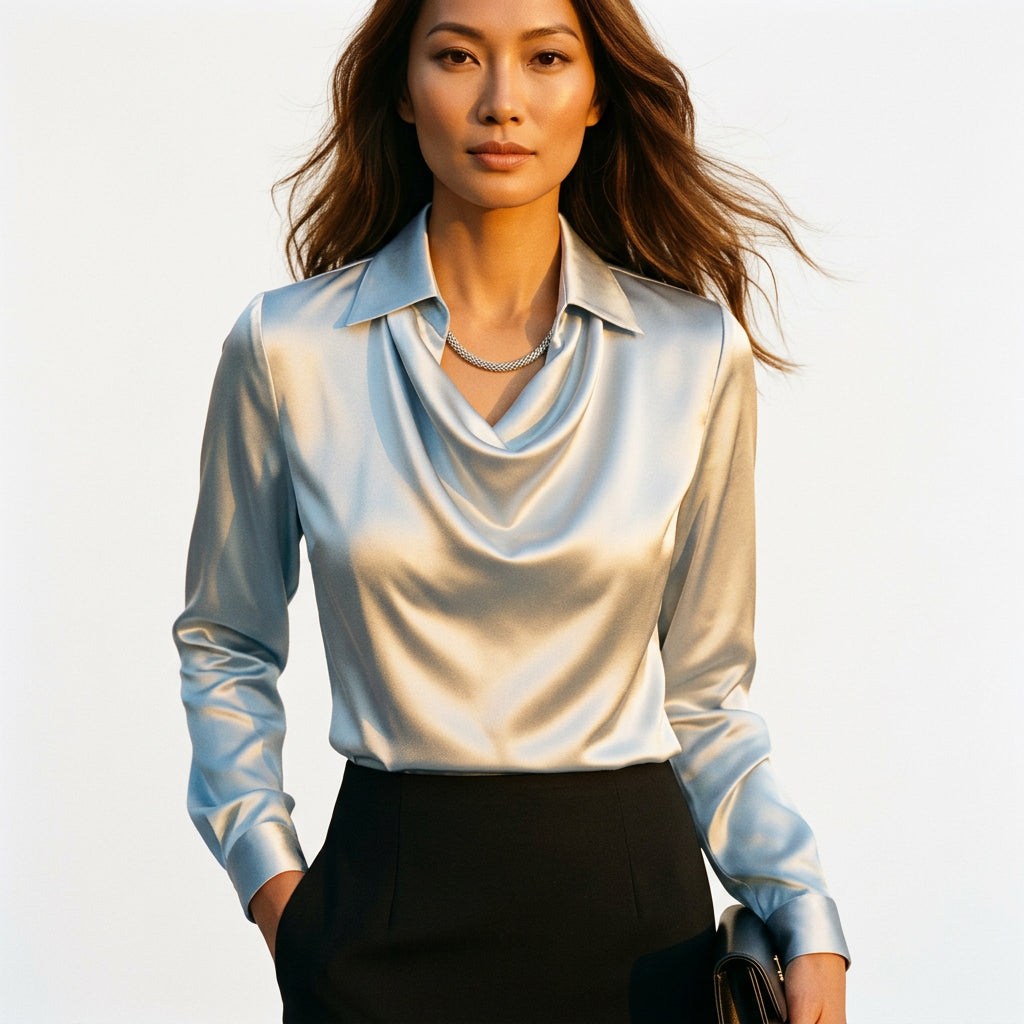 Long Sleeve Cowl Neck Blouse