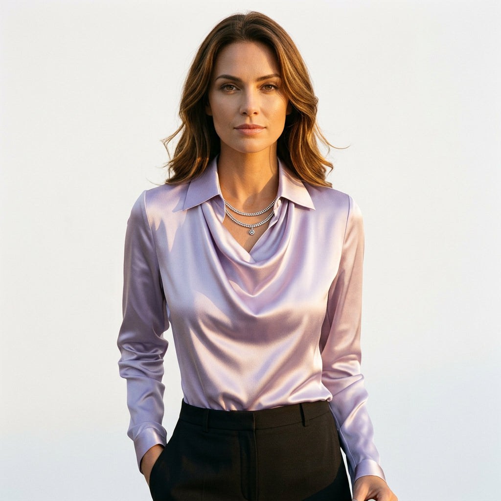 Long Sleeve Cowl Neck Blouse