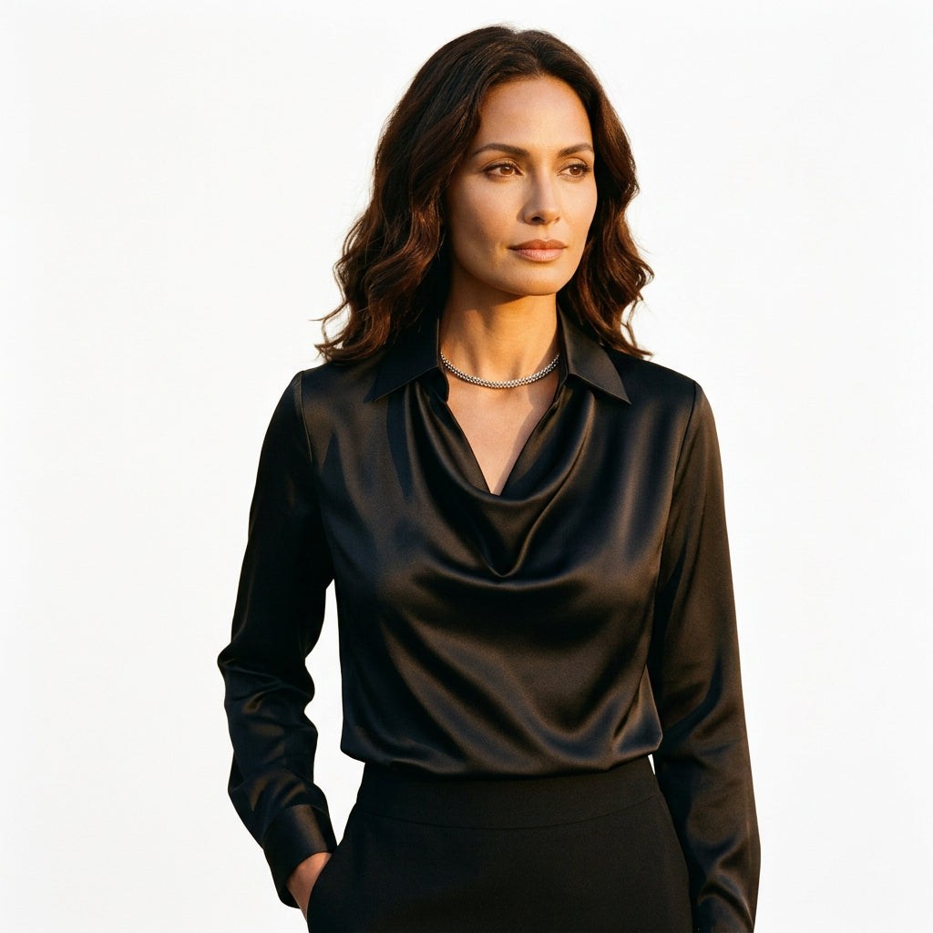 Long Sleeve Cowl Neck Blouse