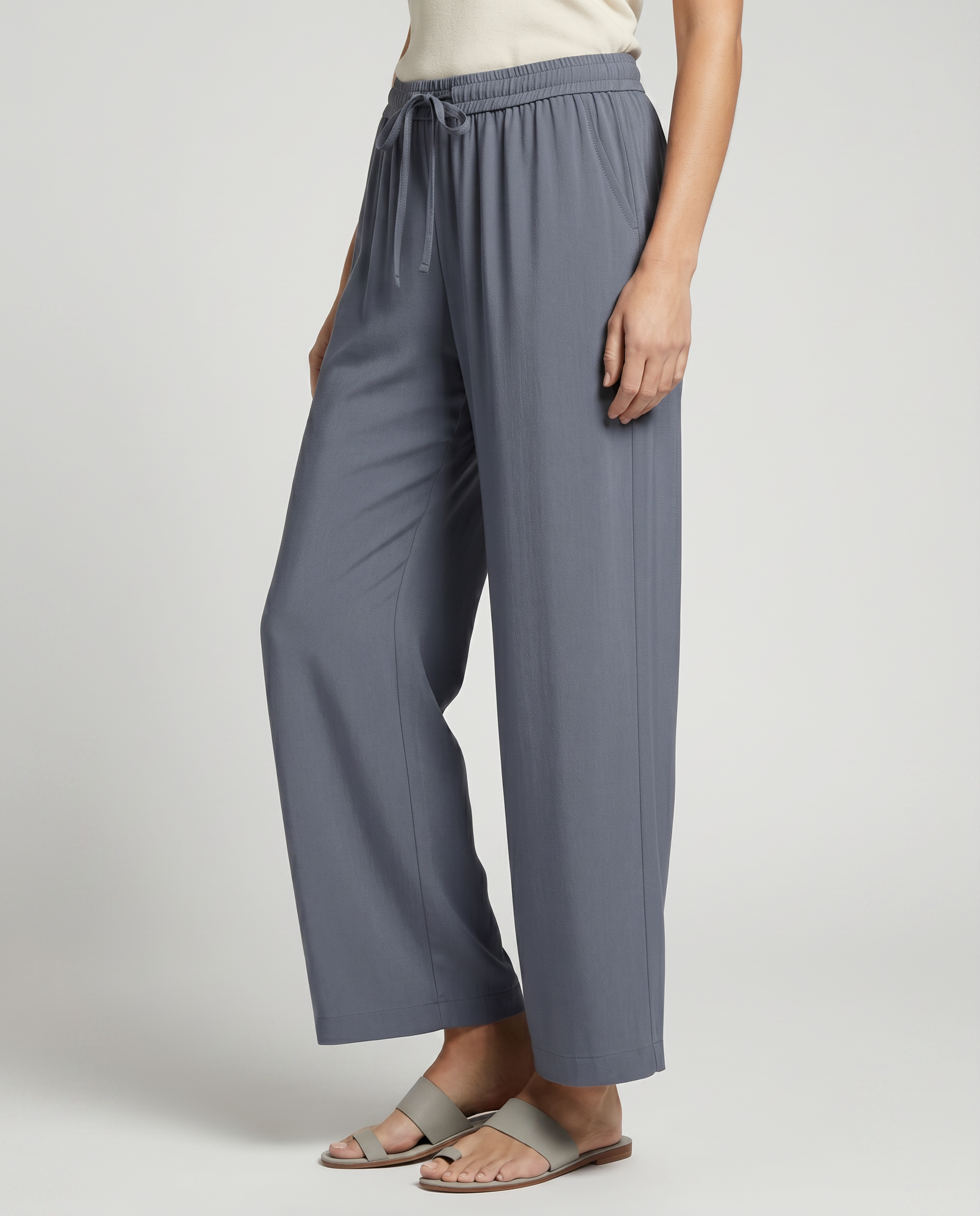 Palazzo Trousers With Drawstring Waist