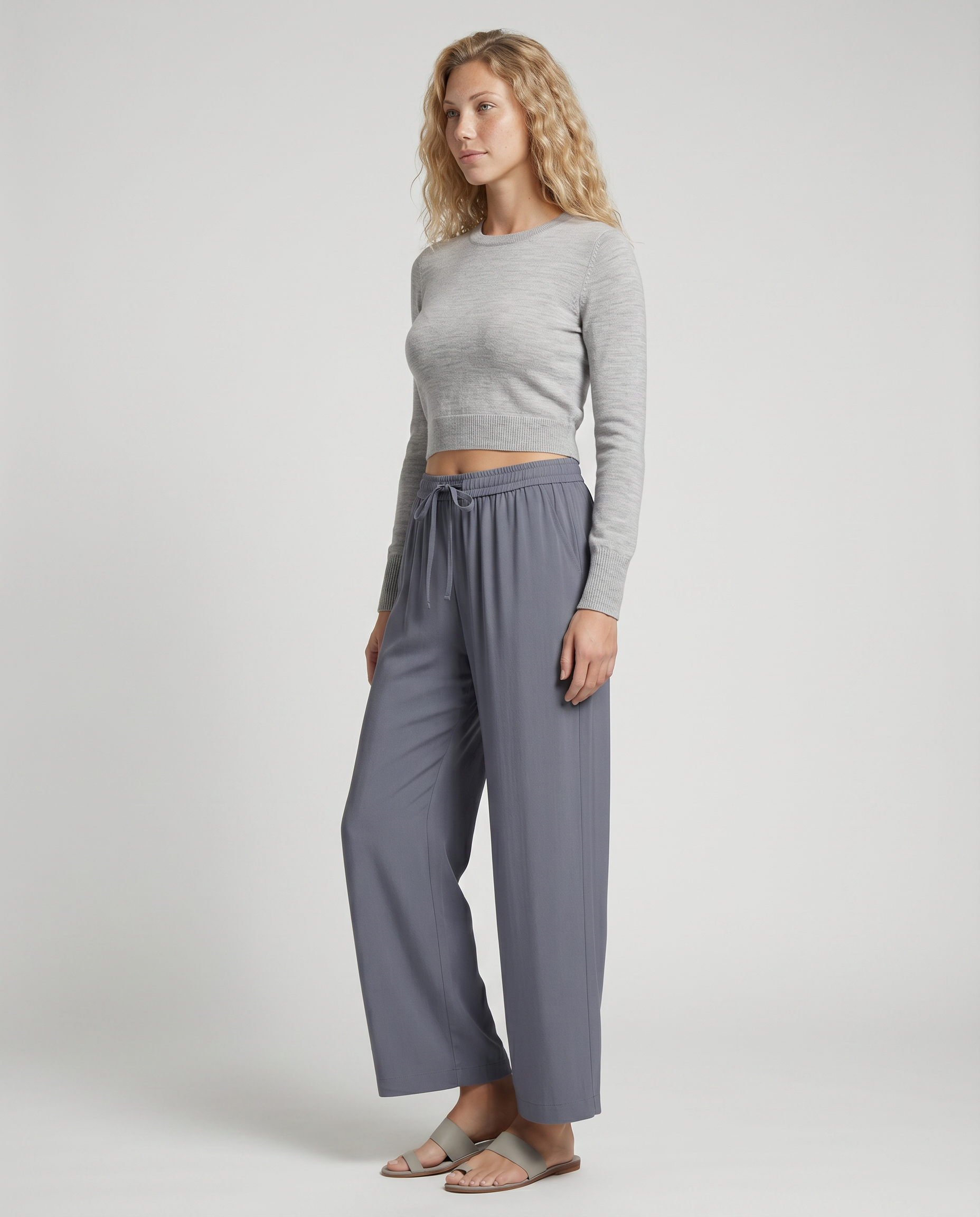Palazzo Trousers With Drawstring Waist