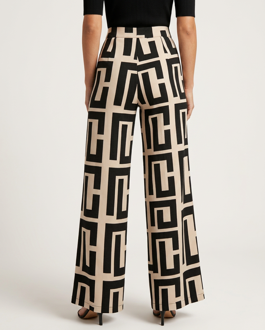 Palazzo Trousers With Graphic Print