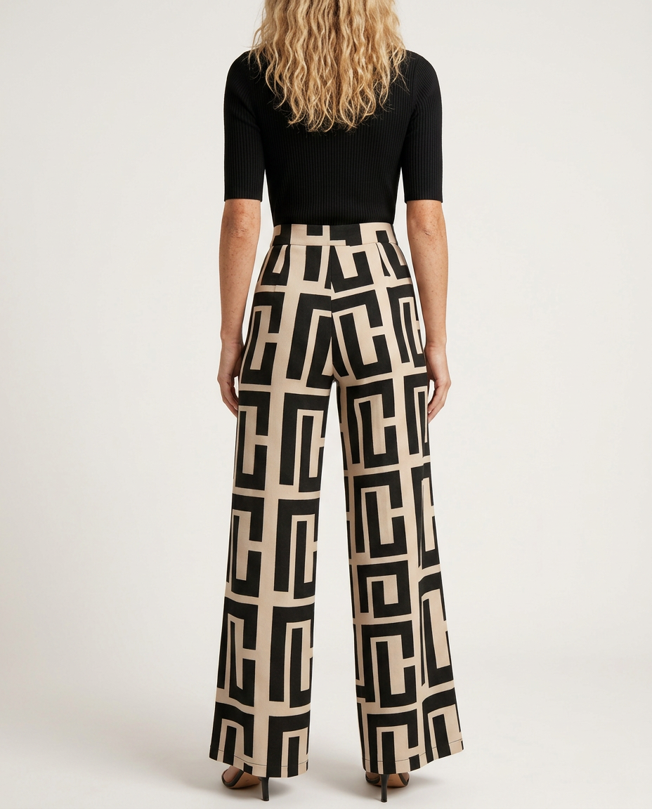 Palazzo Trousers With Graphic Print