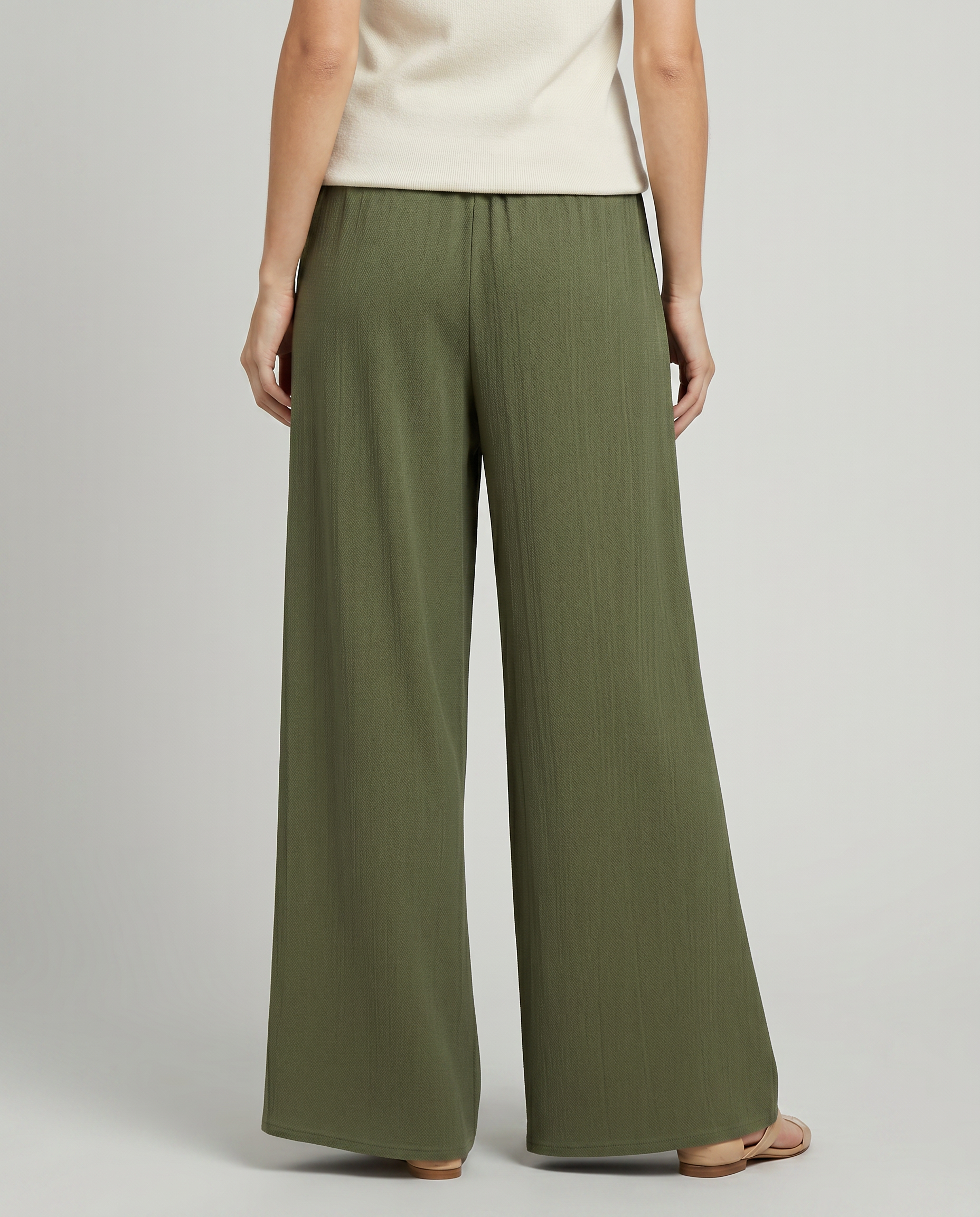 Palazzo Wide Leg Trousers With Elastic Waist