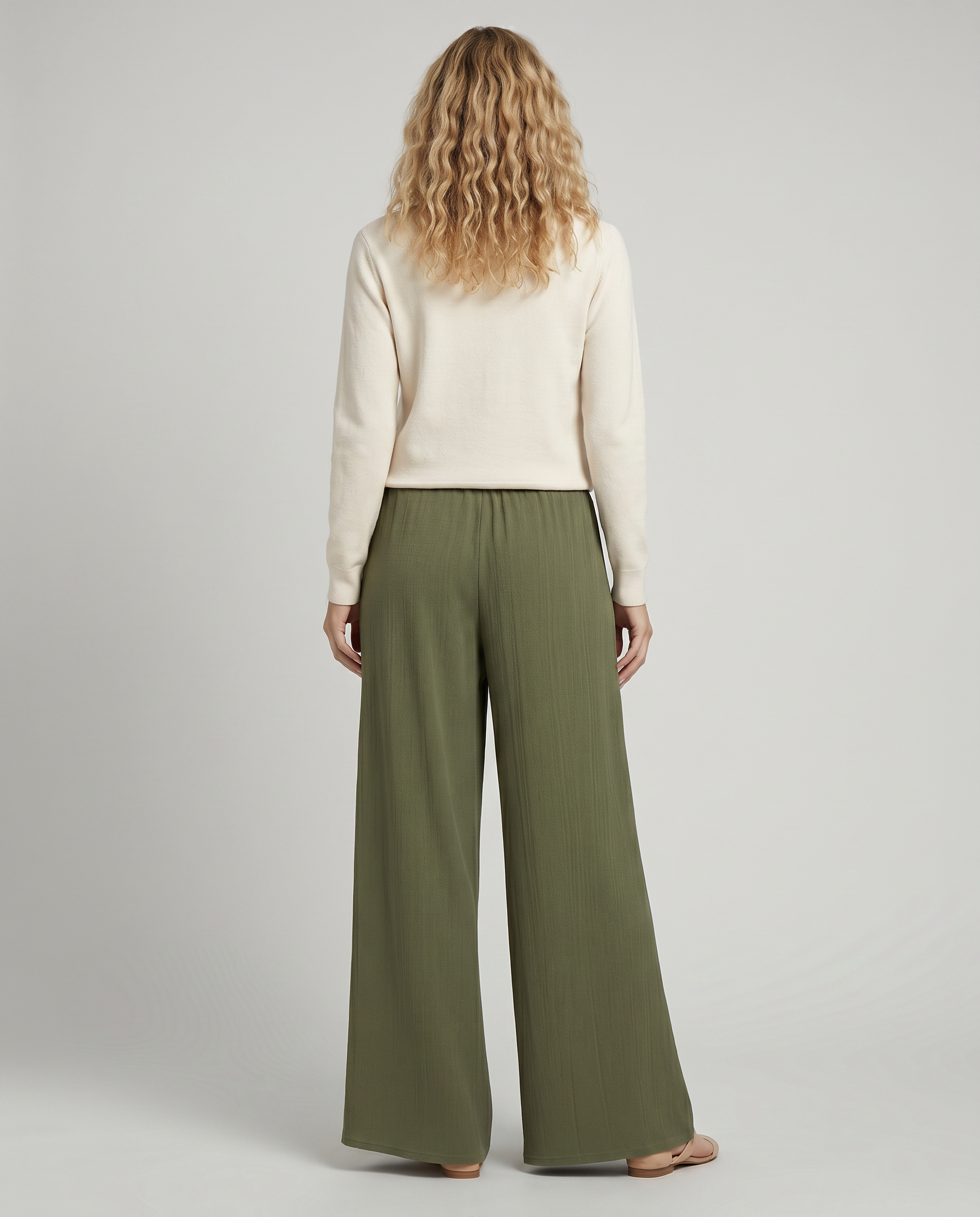 Palazzo Wide Leg Trousers With Elastic Waist