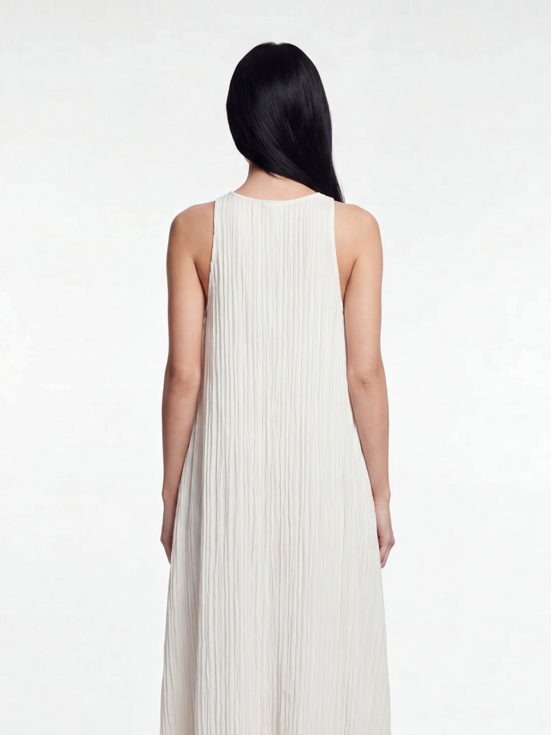 Pleated Chiffon Sleeveless Maxi Dress