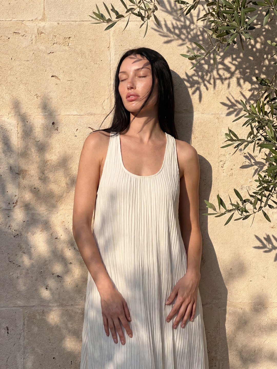 Pleated Chiffon Sleeveless Maxi Dress
